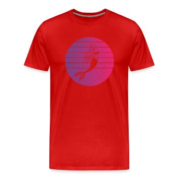 Mermaid Retro Style Vintage - Men's Premium Organic T-Shirt - red - Front - Damien (186cm)