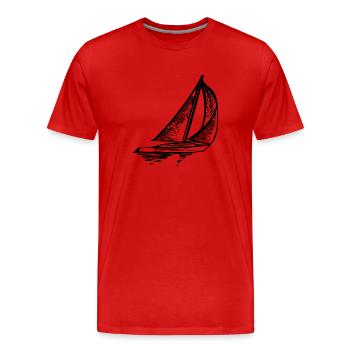 Schnittiges Segelboot mit Segeln - Männer Premium Bio T-Shirt - Rot - Vorne - Damien (186cm)
