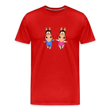 PFERD - PONYS - TANZEN - LIEBE - TANZPAAR - LOVE - Männer Premium Bio T-Shirt - Rot - Vorne - Damien (186cm)