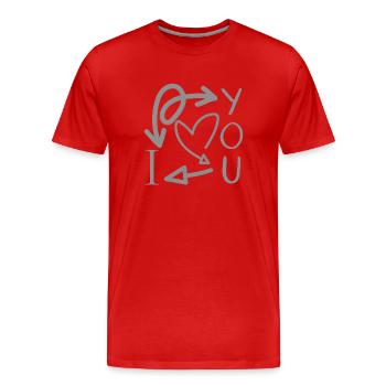 I love you - Männer Premium Bio T-Shirt - Rot - Vorne - Damien (186cm)