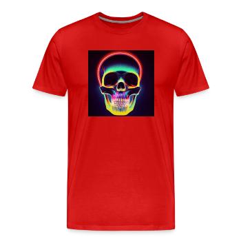 Crâne disco - T-shirt bio Premium Homme - rouge - Devant - Damien (186cm)