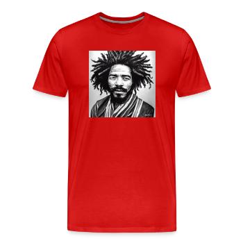 Rasta Man Skizzenkunst - Männer Premium Bio T-Shirt - Rot - Vorne - Damien (186cm)