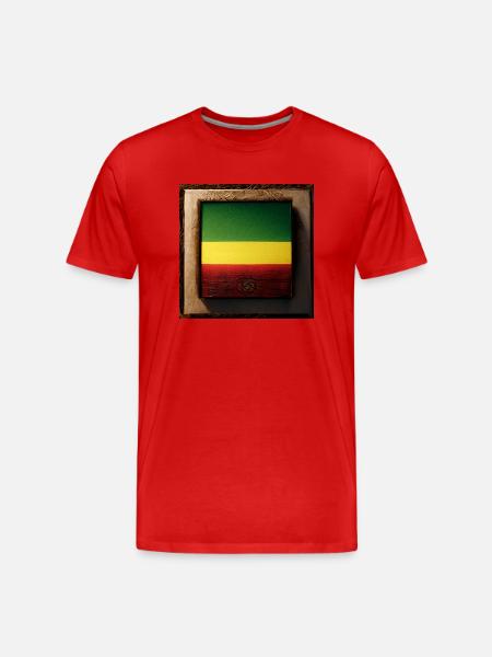 Framed Reggae Wood Flag painting - Men's Premium Organic T-Shirt - red