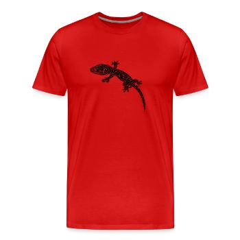 Petit gecko sur le mur - T-shirt bio Premium Homme - rouge - Devant - Damien (186cm)