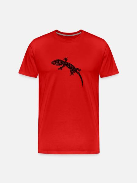 Small gecko on the wall - Men's Premium Organic T-Shirt - red