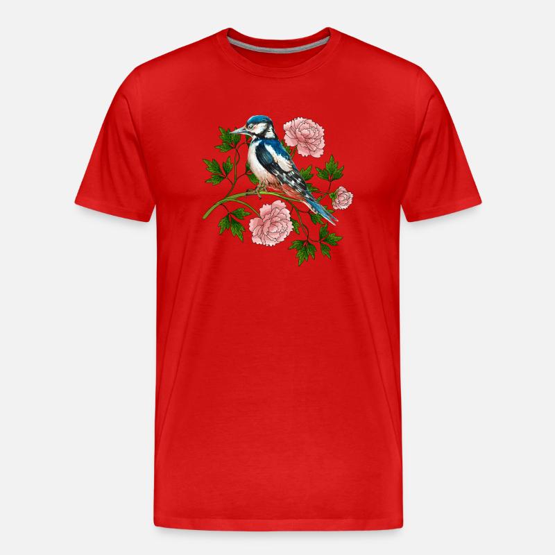 Bunter Vogel - Männer Premium Bio T-Shirt - Rot