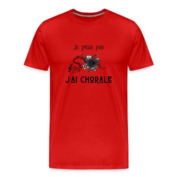 Je peux pas j'ai chorale - T-shirt bio Premium Homme - rouge - Devant - Damien (186cm)