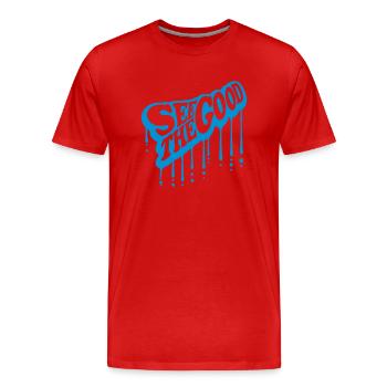voir la bonne citation - T-shirt bio Premium Homme - rouge - Devant - Damien (186cm)