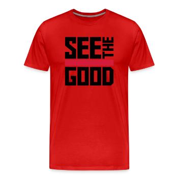 see the good Zitat - Männer Premium Bio T-Shirt - Rot - Vorne - Damien (186cm)