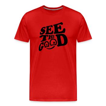 voir la bonne citation - T-shirt bio Premium Homme - rouge - Devant - Damien (186cm)