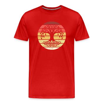 Tree Of Life Retro Style Vintage - Männer Premium Bio T-Shirt - Rot - Vorne - Damien (186cm)