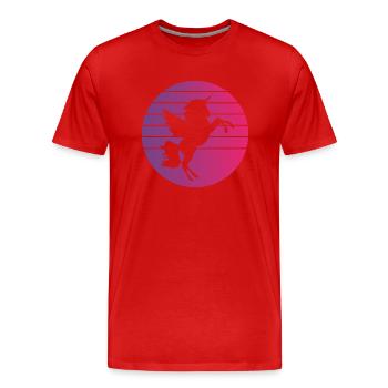 Unicorn Retro Style Vintage - Men's Premium Organic T-Shirt - red - Front - Damien (186cm)