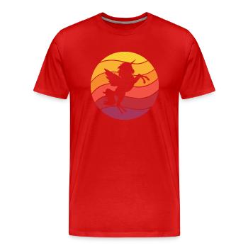Unicorn Retro Style Vintage - Men's Premium Organic T-Shirt - red - Front - Damien (186cm)