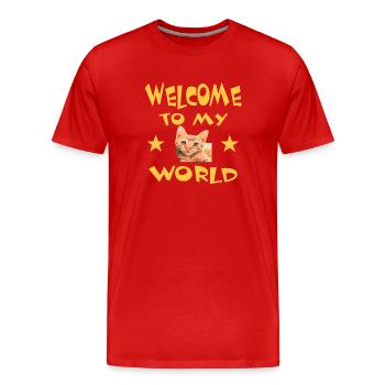 Chat - T-shirt bio Premium Homme - rouge - Devant - Damien (186cm)