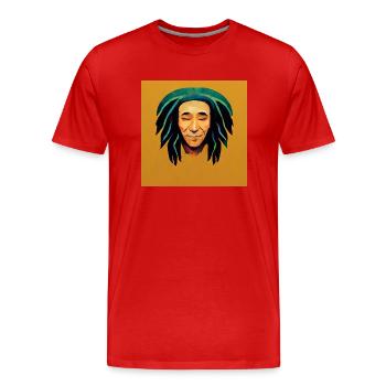 Croquis de graffiti rastafari - T-shirt bio Premium Homme - rouge - Devant - Damien (186cm)