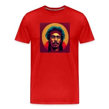 Croquis de graffiti rastafari - T-shirt bio Premium Homme - rouge - Devant - Damien (186cm)