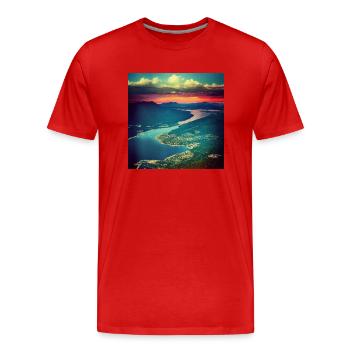View from the Blue Mountains - Men's Premium Organic T-Shirt - red - Front - Damien (186cm)