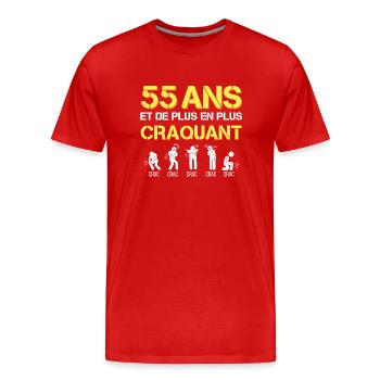 55 Ans Cadeau Anniversaire Homme Cinquantaine - T-shirt bio Premium Homme - rouge - Devant - Damien (186cm)