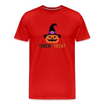 TRICK OR TREAT - HALLOWEEN - KÜRBIS - Männer Premium Bio T-Shirt - Rot - Vorne - Damien (186cm)
