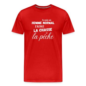 je suis un homme normal j aime la chasse - T-shirt bio Premium Homme - rouge - Devant - Damien (186cm)
