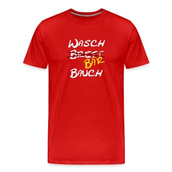 Waschbrett Bauch | Ironischer Spruch Geschenkidee - Männer Premium Bio T-Shirt - Rot - Vorne - Damien (186cm)