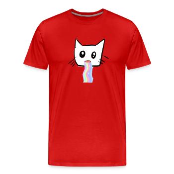 Katze Regenbogen Kotze Tier Süß - Männer Premium Bio T-Shirt - Rot - Vorne - Damien (186cm)