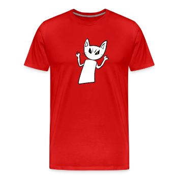 Katze gruselig wütend wut Tier - Männer Premium Bio T-Shirt - Rot - Vorne - Damien (186cm)