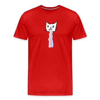 Regenbogen Kotze Katze Tier Süß lustig - Männer Premium Bio T-Shirt - Rot - Vorne - Damien (186cm)