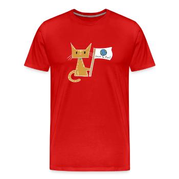 save the planet flag cat climate protection - Men's Premium Organic T-Shirt - red - Front - Damien (186cm)