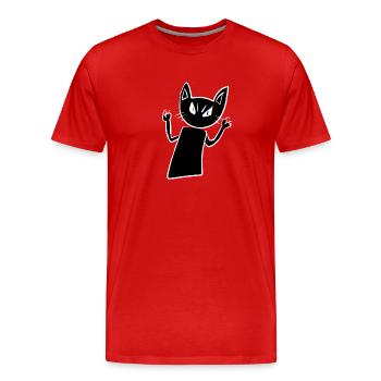 Katze gruselig wütend wut Tier - Männer Premium Bio T-Shirt - Rot - Vorne - Damien (186cm)