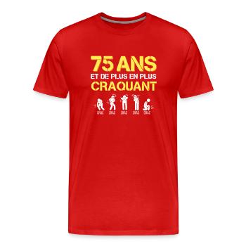 75 Ans Cadeau Homme Humour Papy - T-shirt bio Premium Homme - rouge - Devant - Damien (186cm)