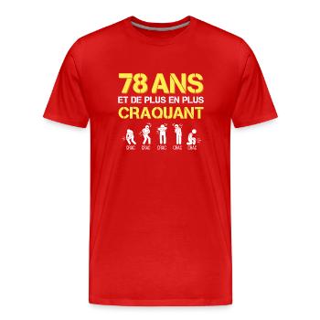 Idee Cadeau Homme Anniversaire 78 ans - T-shirt bio Premium Homme - rouge - Devant - Damien (186cm)