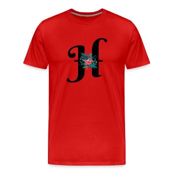lettre H fleuris - T-shirt bio Premium Homme - rouge - Devant - Damien (186cm)