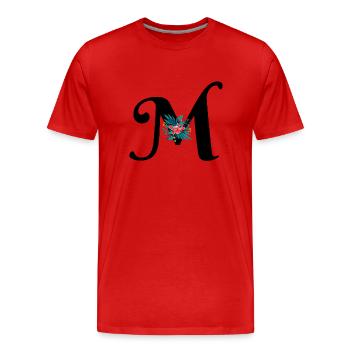 lettre M fleuris - T-shirt bio Premium Homme - rouge - Devant - Damien (186cm)