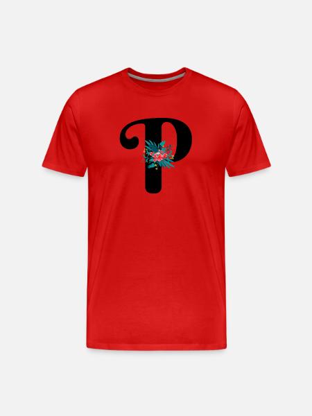 Buchstabe P blumig - Männer Premium Bio T-Shirt - Rot
