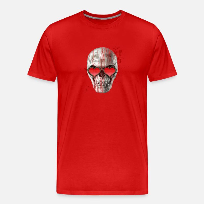 Love skull - Männer Premium Bio T-Shirt - Rot