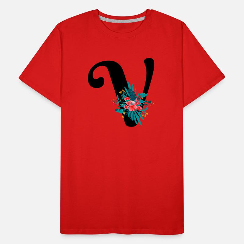 letter V flowered Men's Premium Organic T-Shirt