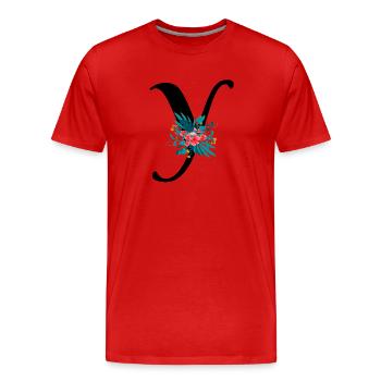 letter Y flowered - Men's Premium Organic T-Shirt - red - Front - Damien (186cm)