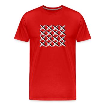 motif de croix de filet gris - T-shirt bio Premium Homme - rouge - Devant - Damien (186cm)