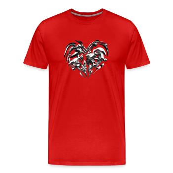graues herz Symbol Glänzend - Männer Premium Bio T-Shirt - Rot - Vorne - Damien (186cm)