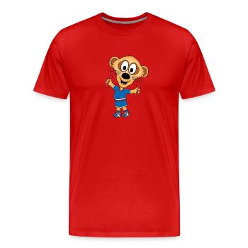 FITNESS - HANTELN - TIERISCH FIT - ERDMÄNNCHEN - Männer Premium Bio T-Shirt - Rot - Vorne - Damien (186cm)
