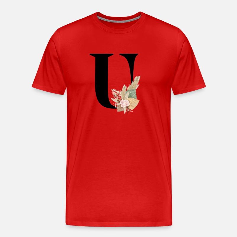 Buchstabe U geblümt - Männer Premium Bio T-Shirt - Rot