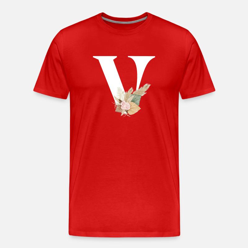 Buchstabe V Blumen - Männer Premium Bio T-Shirt - Rot