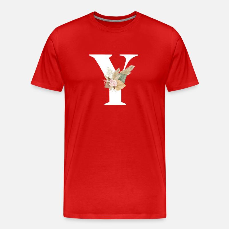 Buchstabe Y Blumen - Männer Premium Bio T-Shirt - Rot