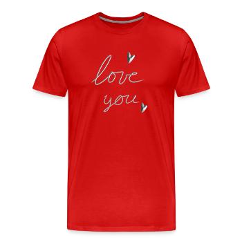 liebe dich text grau herzen - Männer Premium Bio T-Shirt - Rot - Vorne - Damien (186cm)