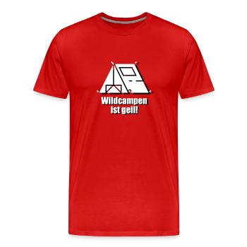 Wildcampen ist geil! - Männer Premium Bio T-Shirt - Rot - Vorne - Damien (186cm)
