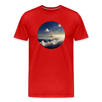 Ship with clouds - Men's Premium Organic T-Shirt - red - Front - Damien (186cm)