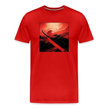 katana of ronin - T-shirt bio Premium Homme - rouge - Devant - Damien (186cm)