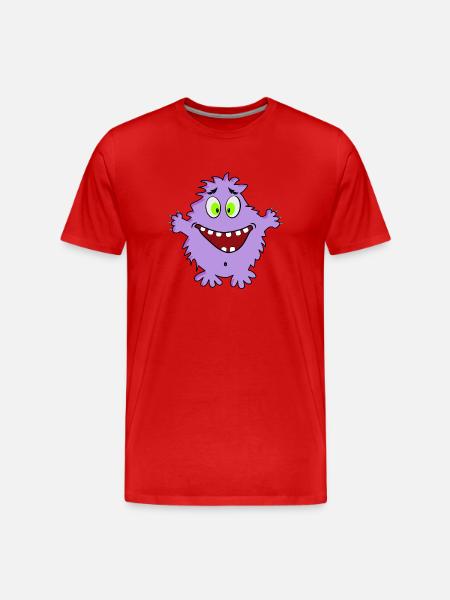 Cute friendly cute upbeat monster - Men's Premium Organic T-Shirt - red