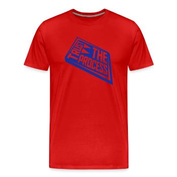 faire confiance au processus Devis - T-shirt bio Premium Homme - rouge - Devant - Damien (186cm)